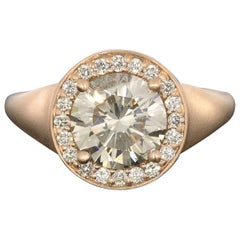 Custom Rose Gold GIA Certified Round Diamond Halo Engagement Ring