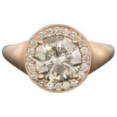 Custom Rose Gold GIA Certified Round Diamond Halo Engagement Ring