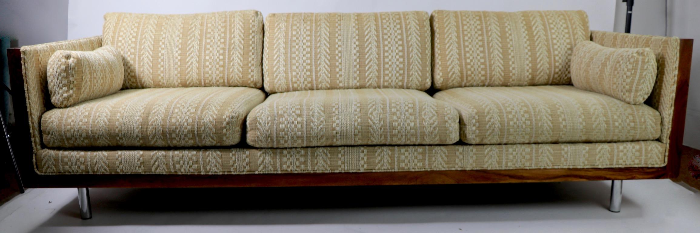 Custom Rosewood Box Sofa by Carlton After Milo Baughman In Good Condition In New York, NY