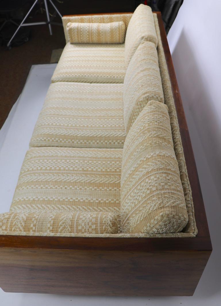 Upholstery Custom Rosewood Box Sofa by Carlton After Milo Baughman