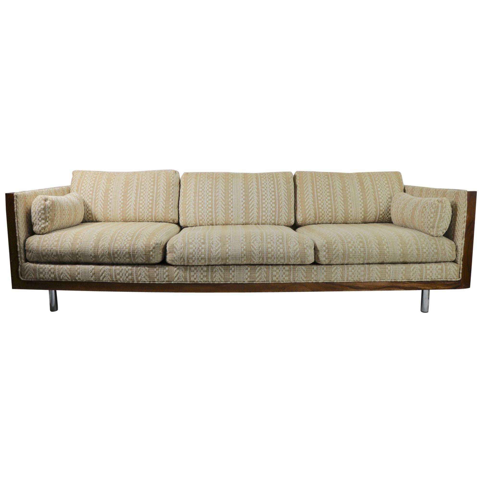 Custom Rosewood Box Sofa by Carlton After Milo Baughman