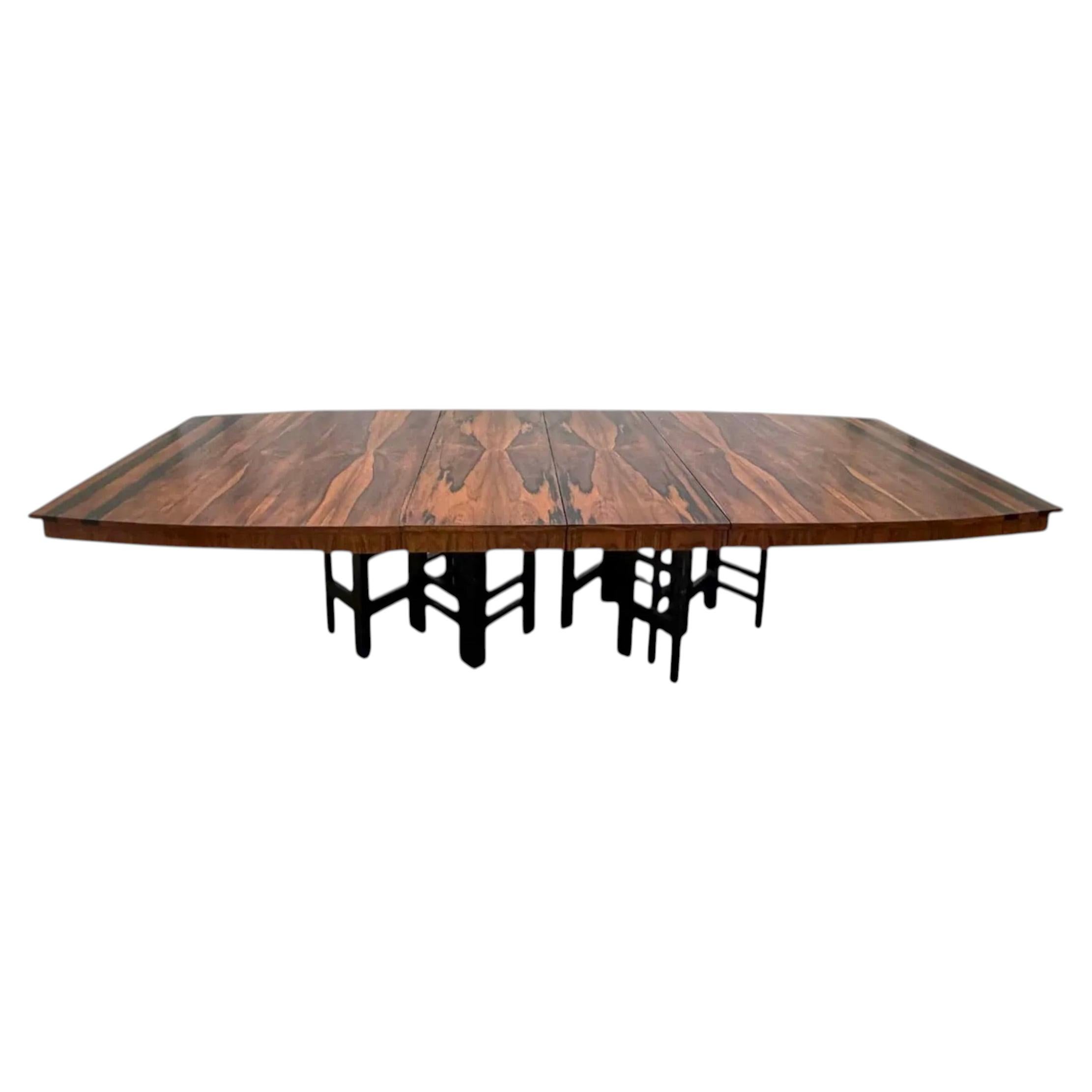 Custom Rosewood Dining Table w/ Geometric Base For Sale