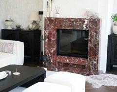 Custom Rosso Levanto Burgundy Marble Fireplace Mantel - Bespoke Mantel