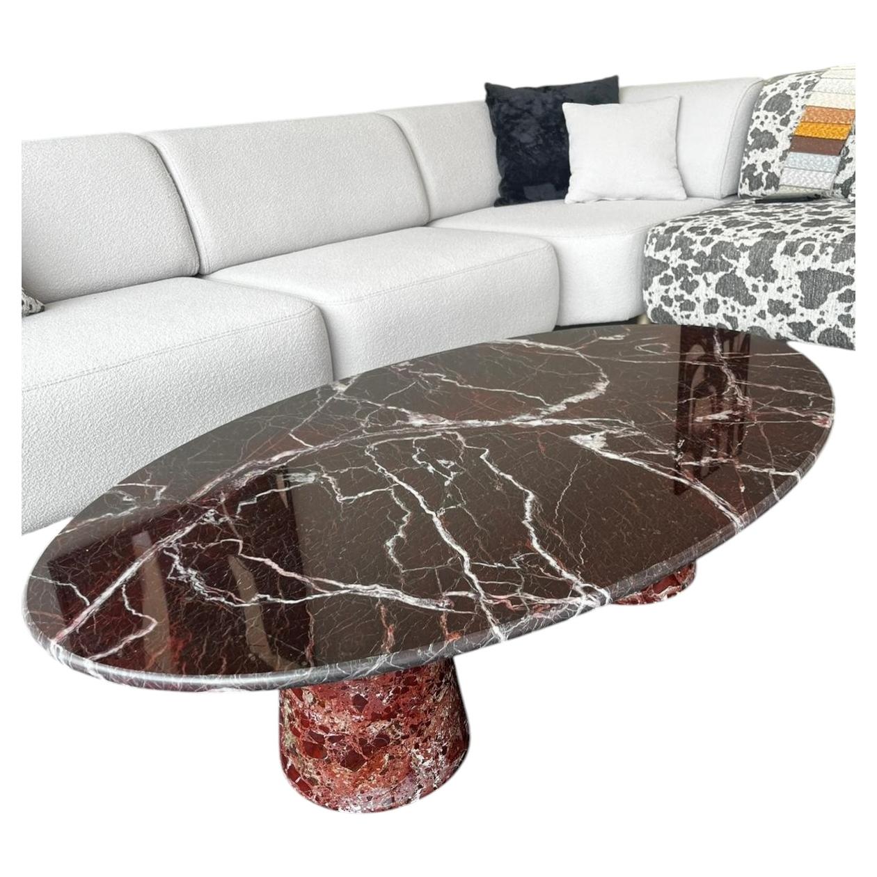 Custom Rosso Levanto Marble Coffee Table - Office Red Stone Desk