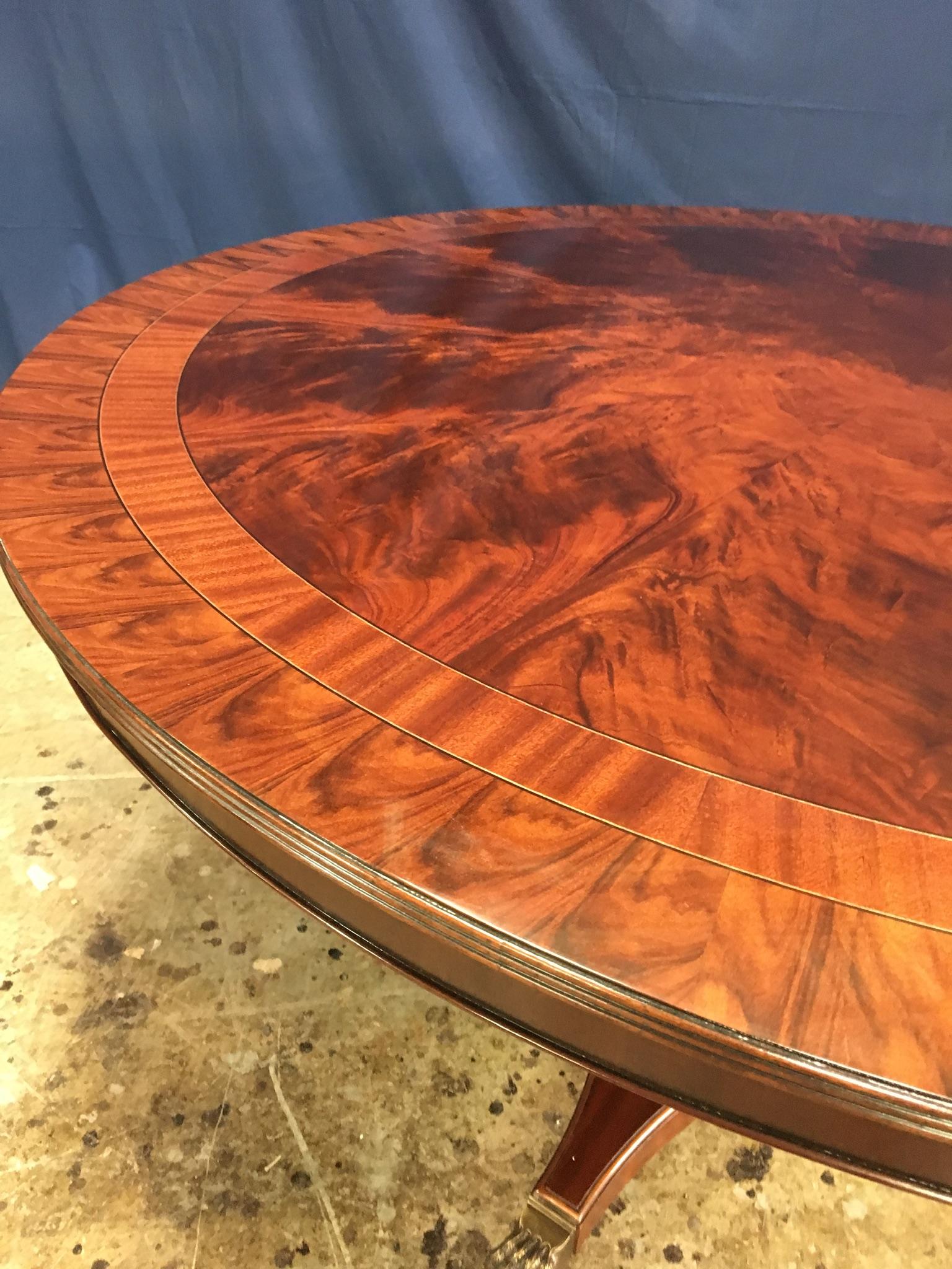 American Custom Round Mahogany Transitional Dining Table by Leighton Hall
