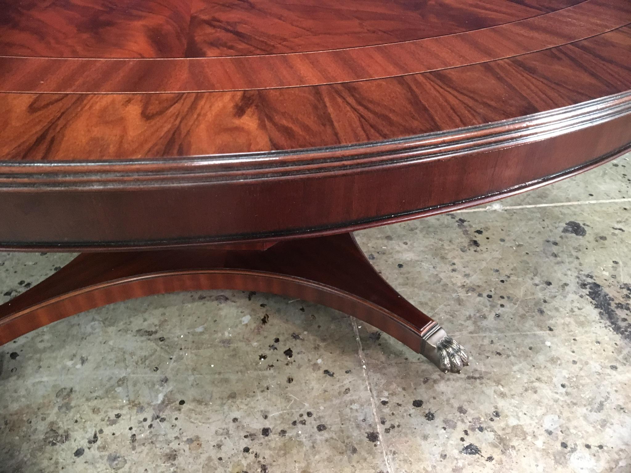 Custom Round Mahogany Transitional Dining Table by Leighton Hall In New Condition In Suwanee, GA