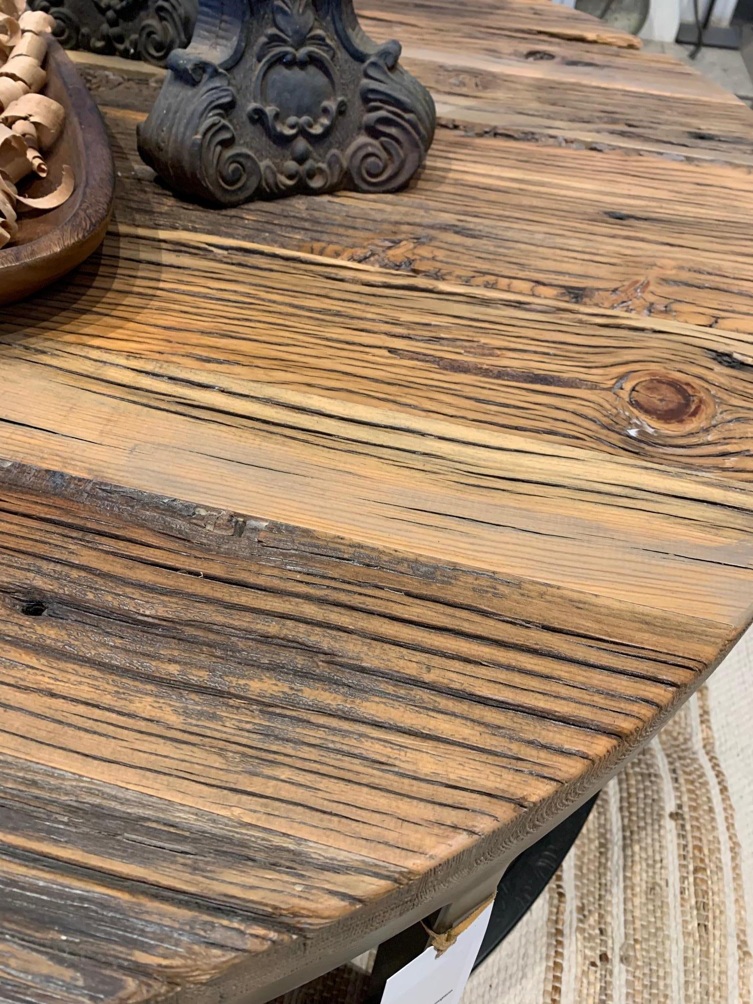 Reclaimed Wood Custom Round Barnwood Coffee Table For Sale