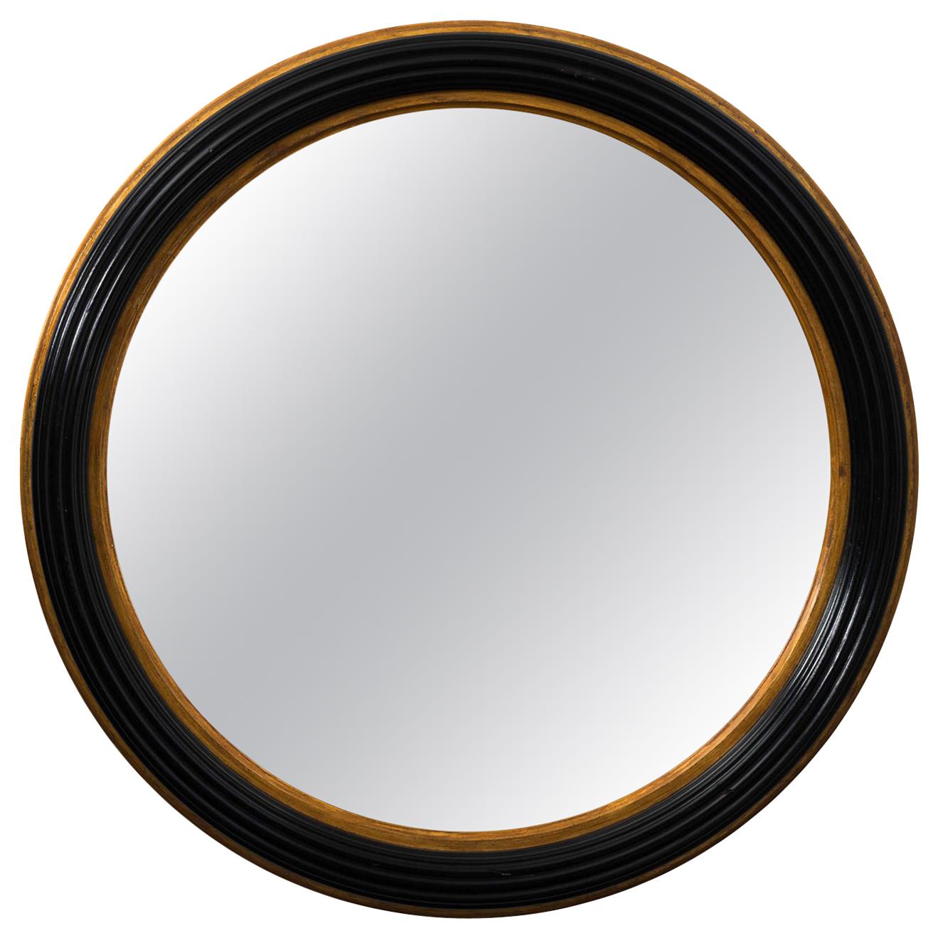 Custom Round Black Mahogany Gold Gilded Mirror