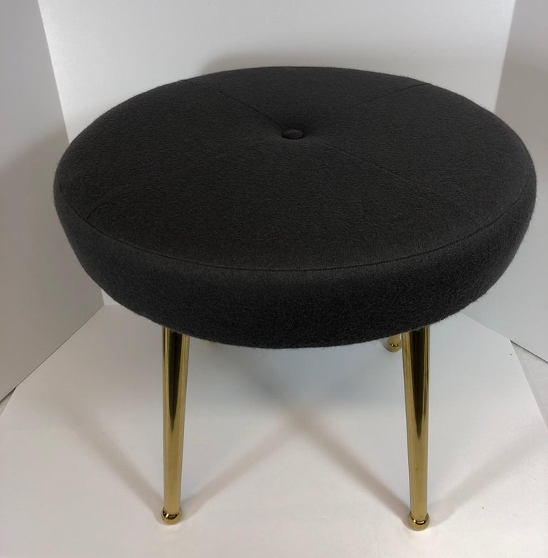 Mellow 3 Seater Velvet And Brass Dining Bench Without Backrest