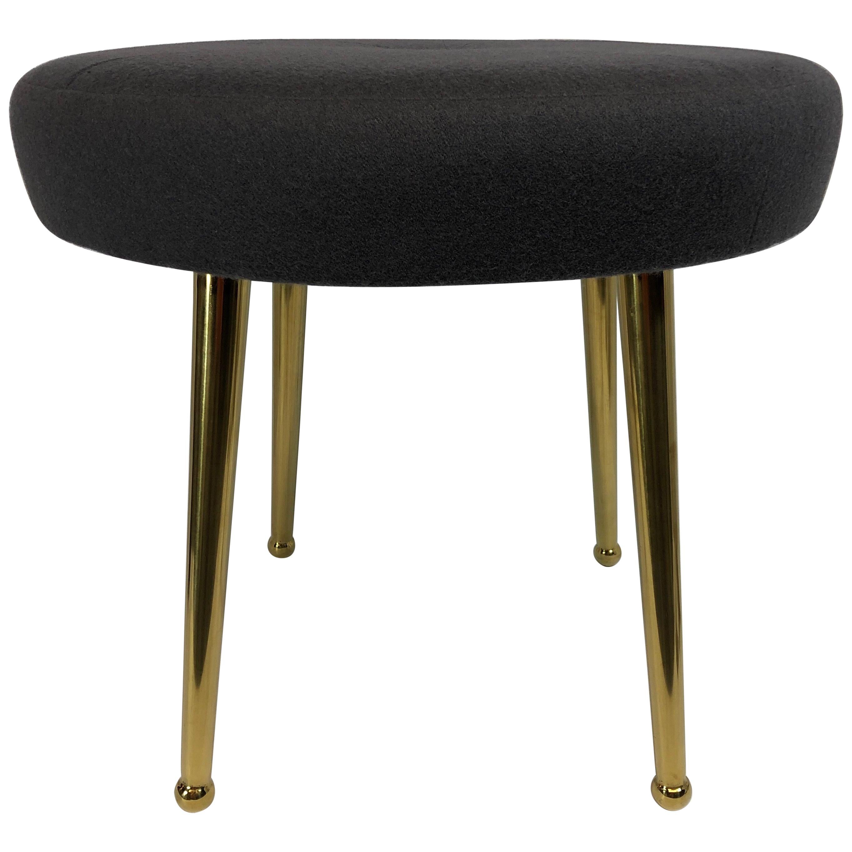 Custom Round Brass Pointe Leg Bench or Stool For Sale