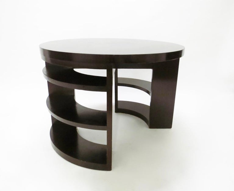 Custom Round Center Table with Open Shelf Legs For Sale at 1stDibs