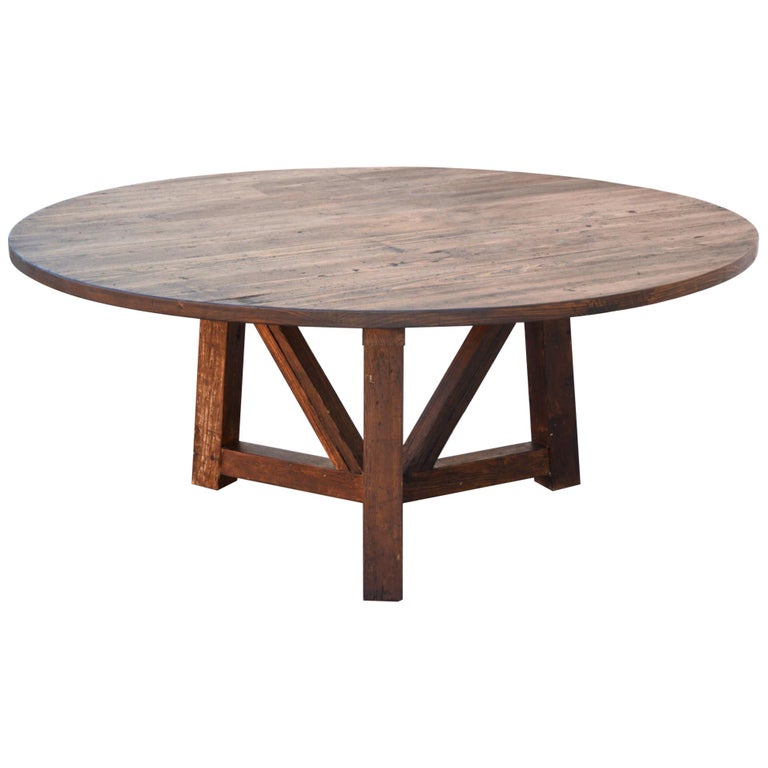 Custom Round Dining Table In Reclaimed, Round Pine Kitchen Table