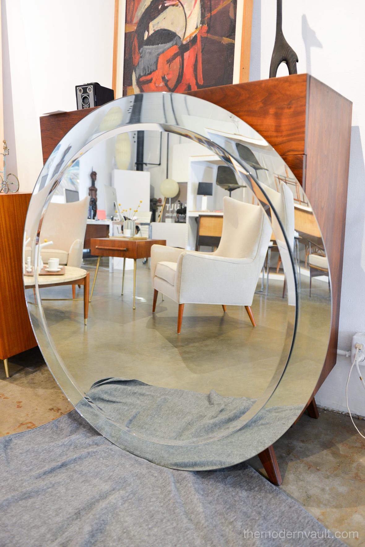Modern Custom Made Round Double Beveled Mirror