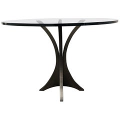 Custom Round Glass Top and Metal Pedestal Base Table