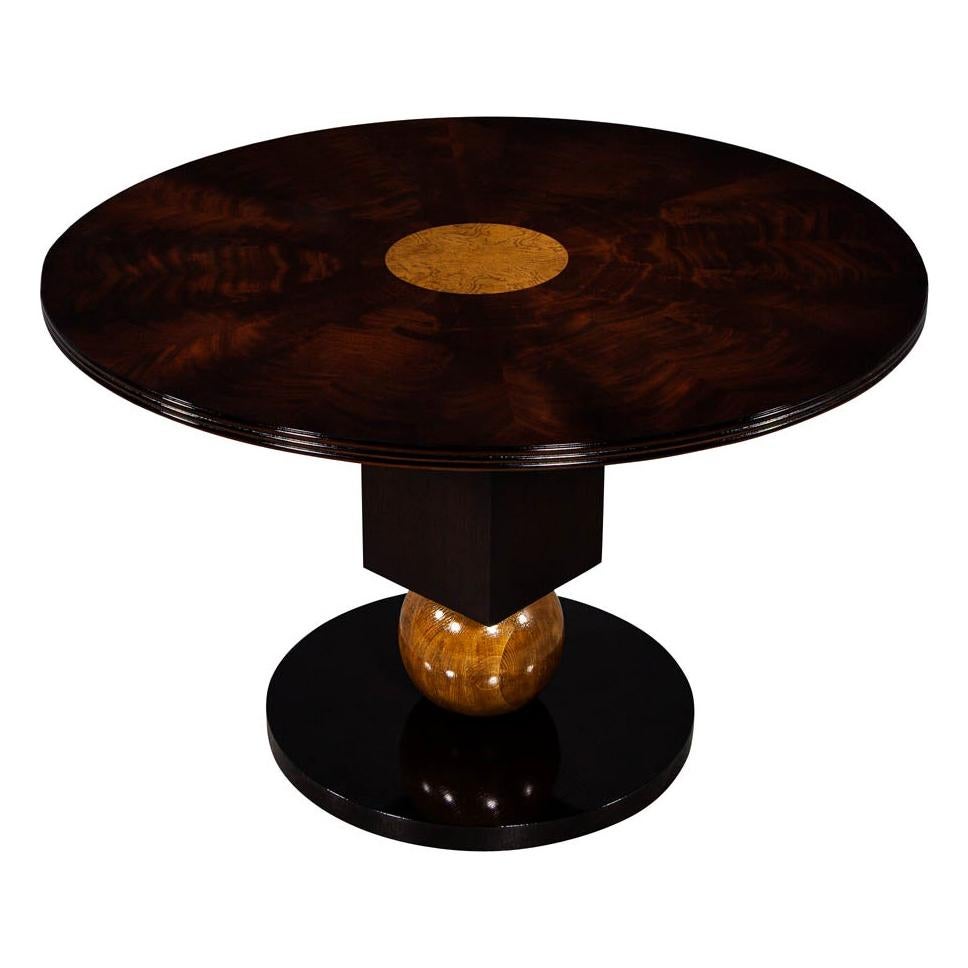 Custom Round Mahogany Pivot Foyer Center Table by Carrocel