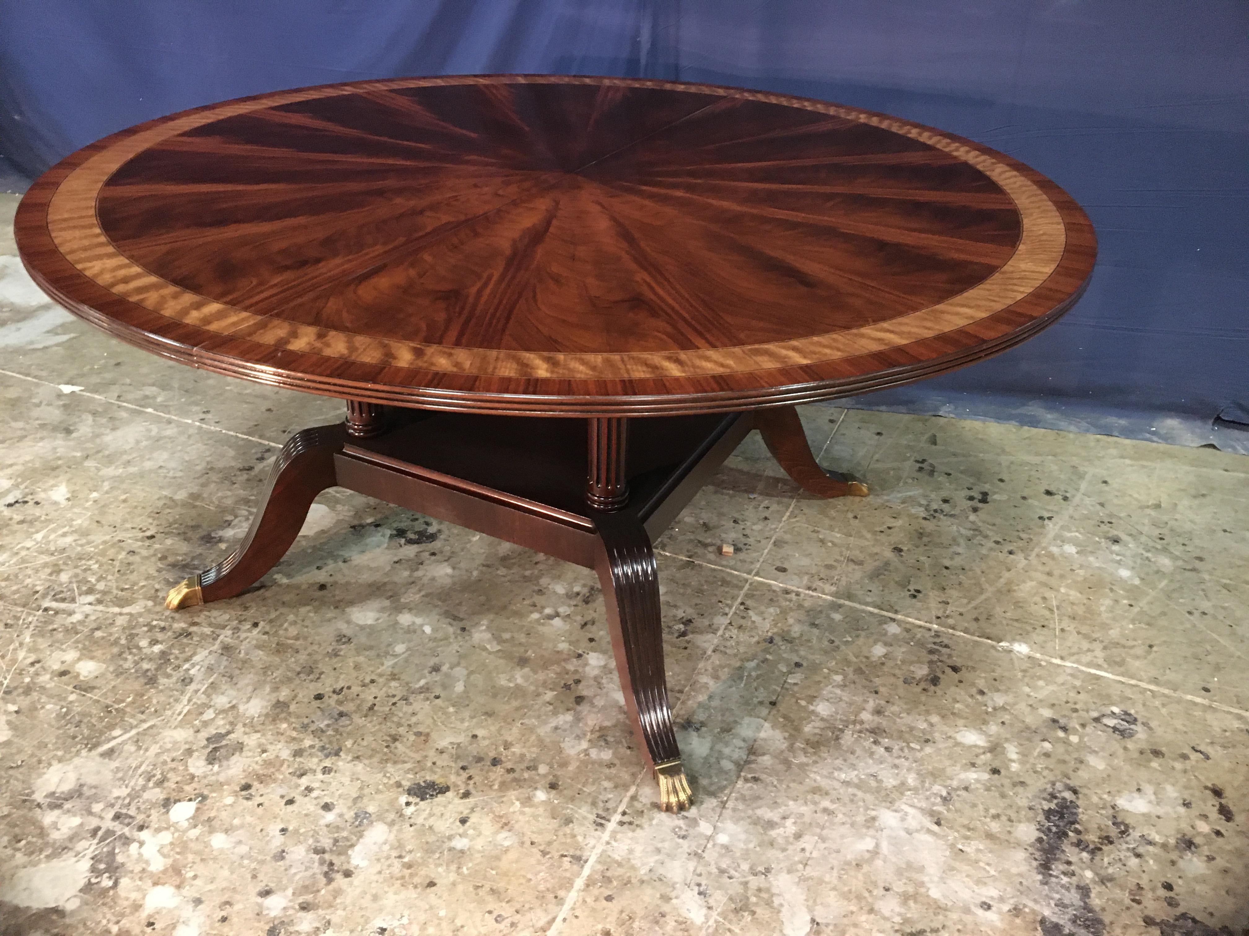 Custom Round Mahogany Regency Style Dining Table by Leighton Hall For Sale 5