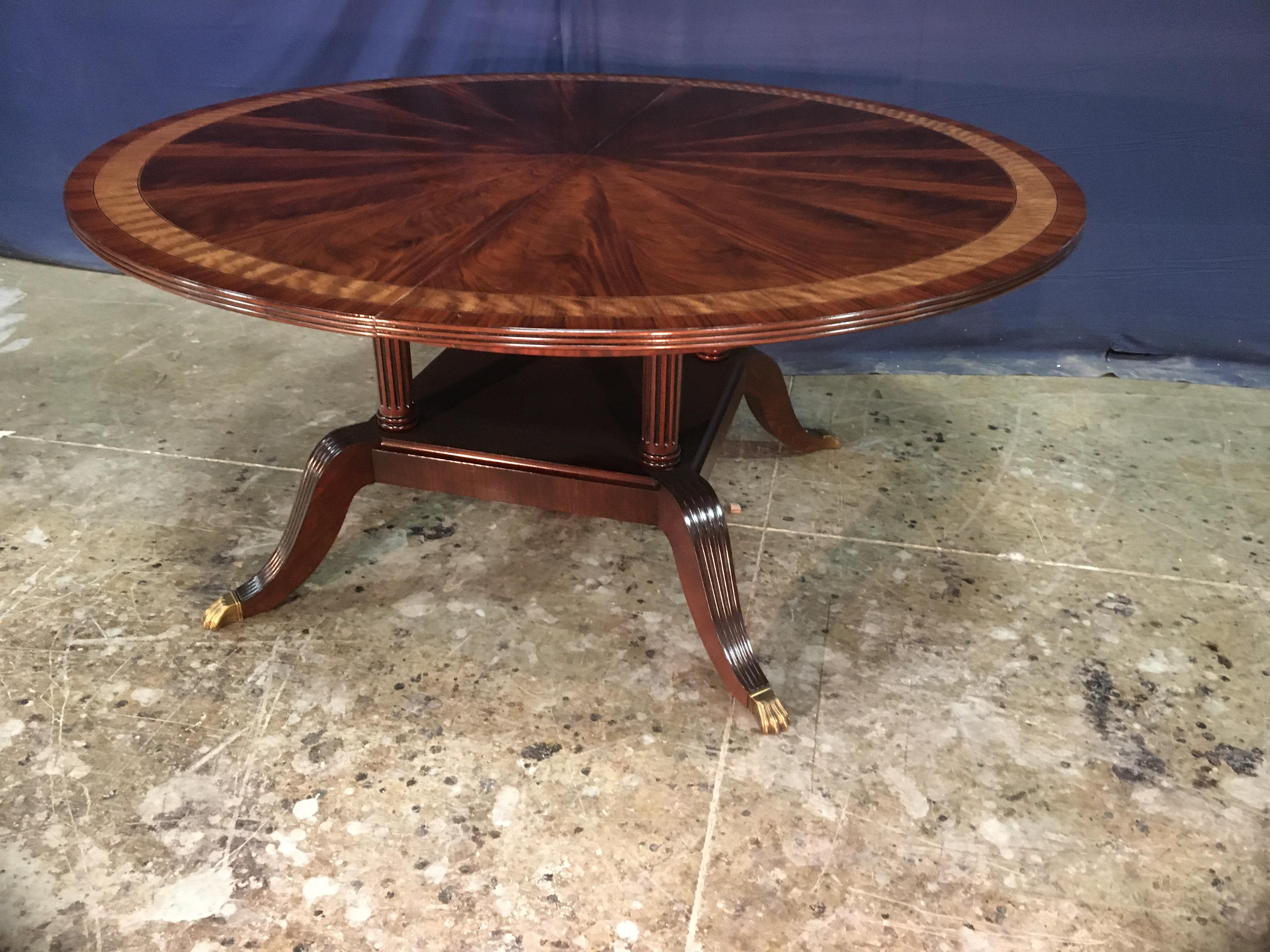 Custom Round Mahogany Regency Style Dining Table by Leighton Hall For Sale 8