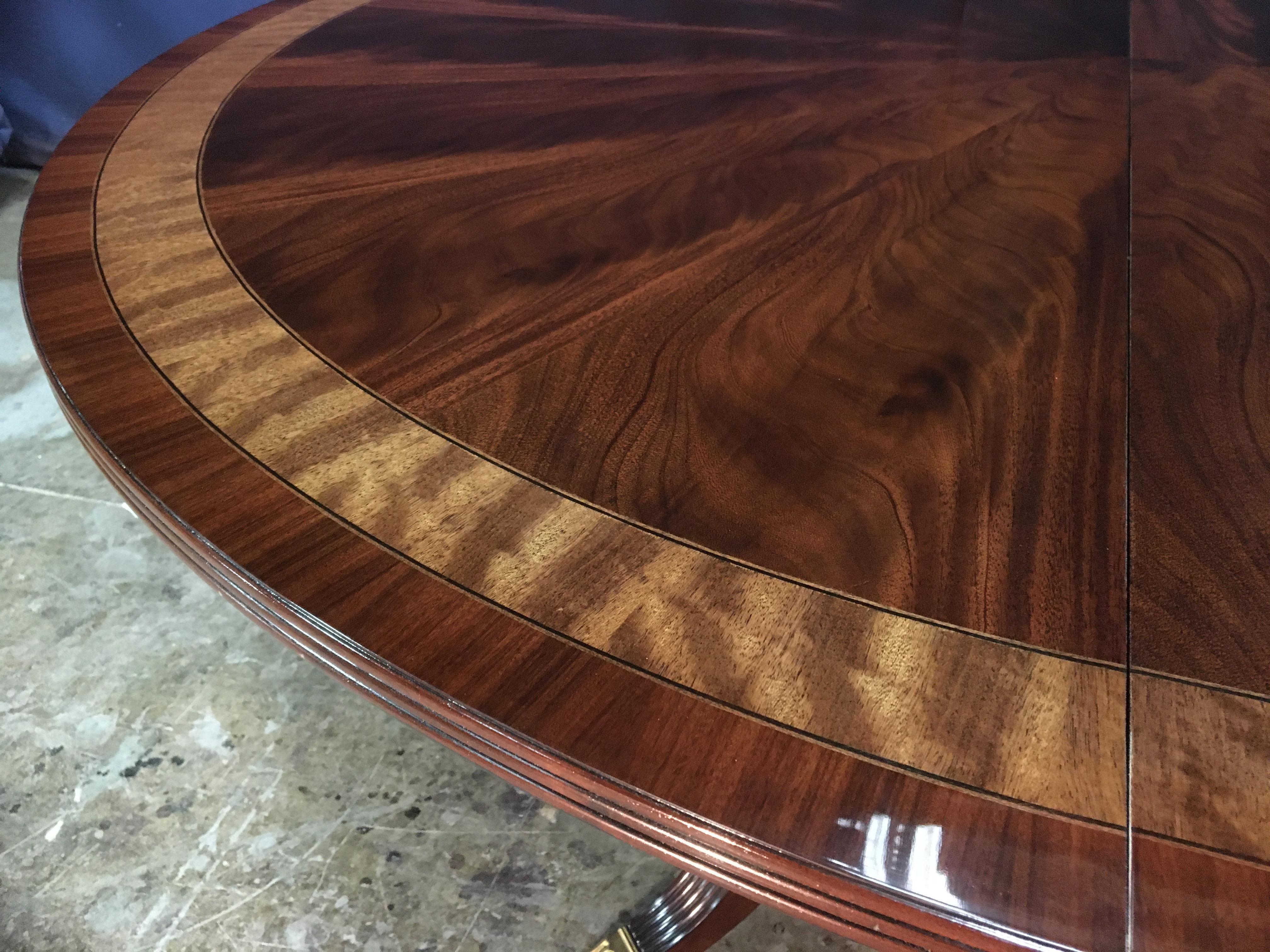 American Custom Round Mahogany Regency Style Dining Table by Leighton Hall For Sale