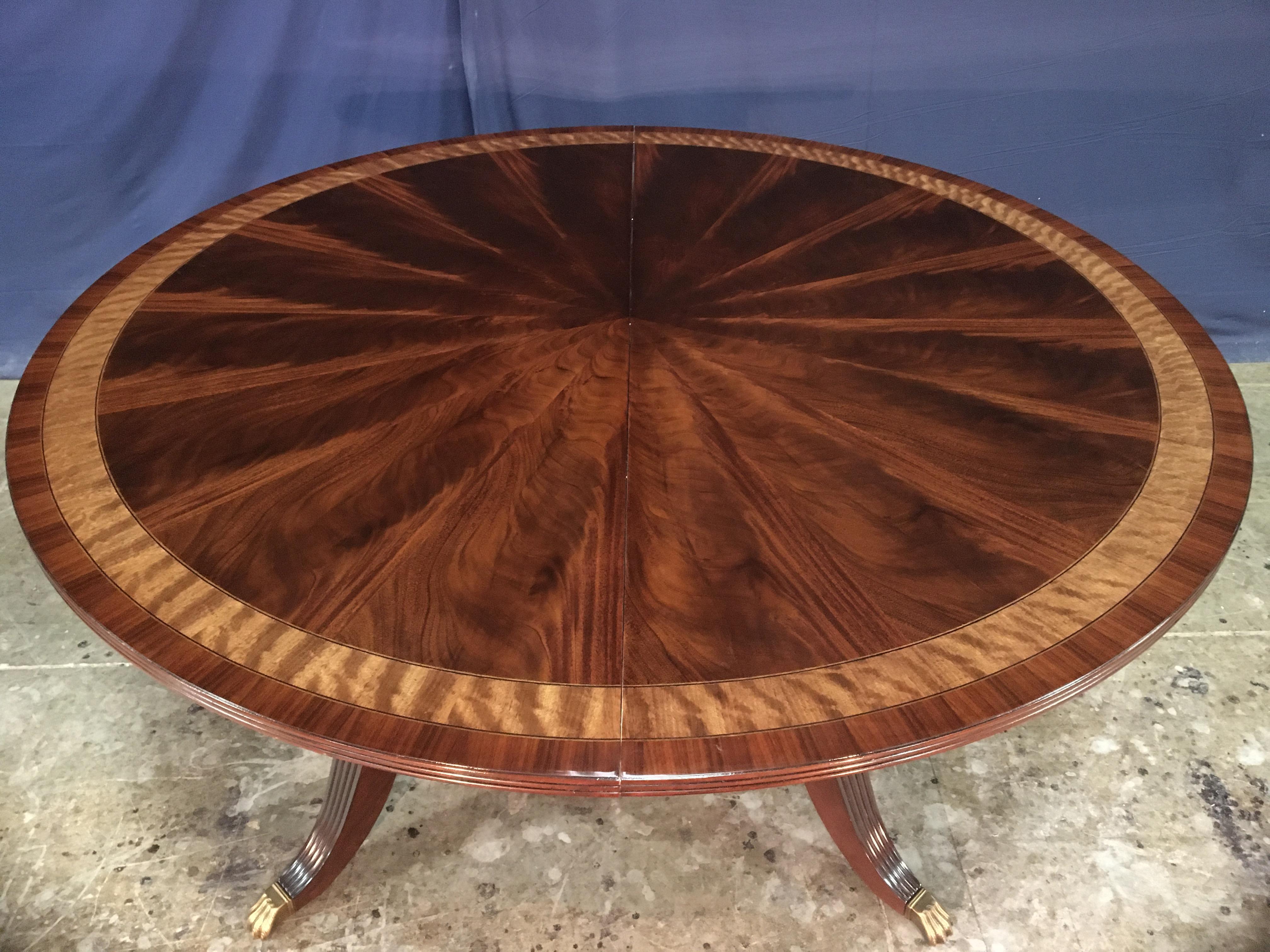 Custom Round Mahogany Regency Style Dining Table by Leighton Hall For Sale 2