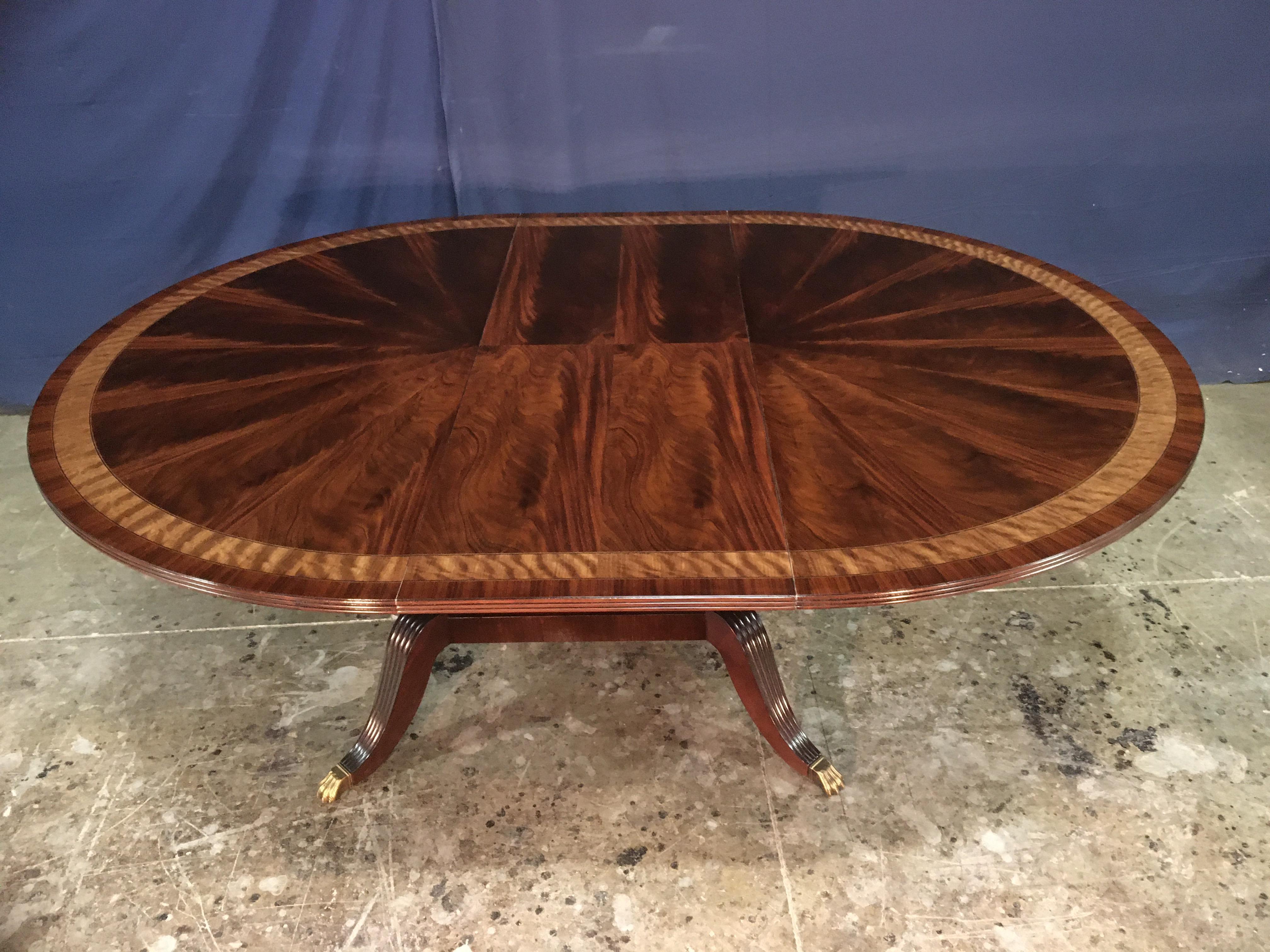 Custom Round Mahogany Regency Style Dining Table by Leighton Hall For Sale 4