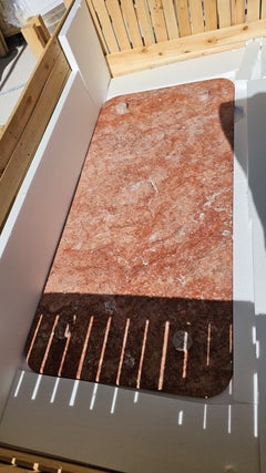 Custom Round Red Travertin Marble Dining Table for Drew