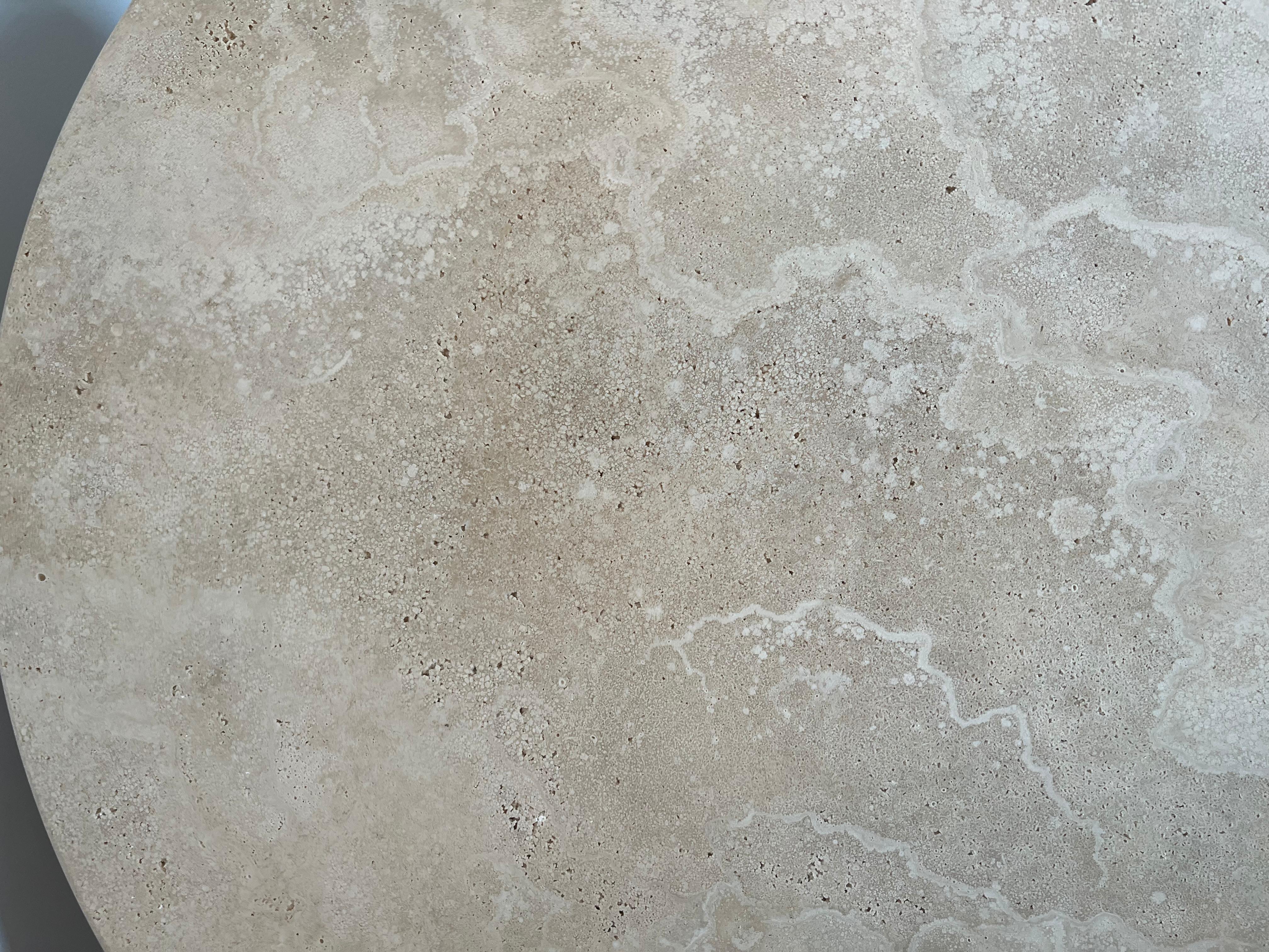 travertine round coffee table
