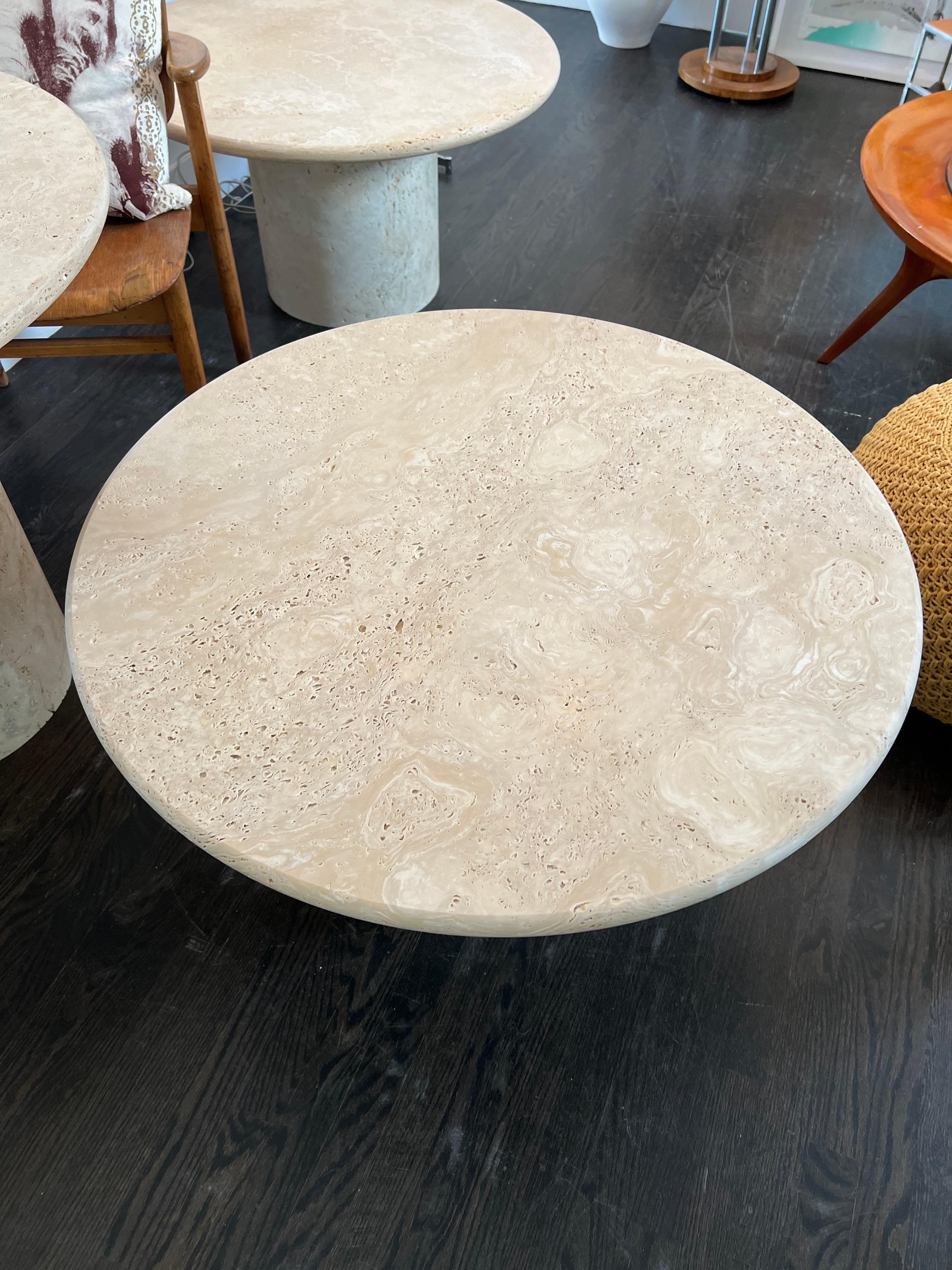 round travertine coffee table