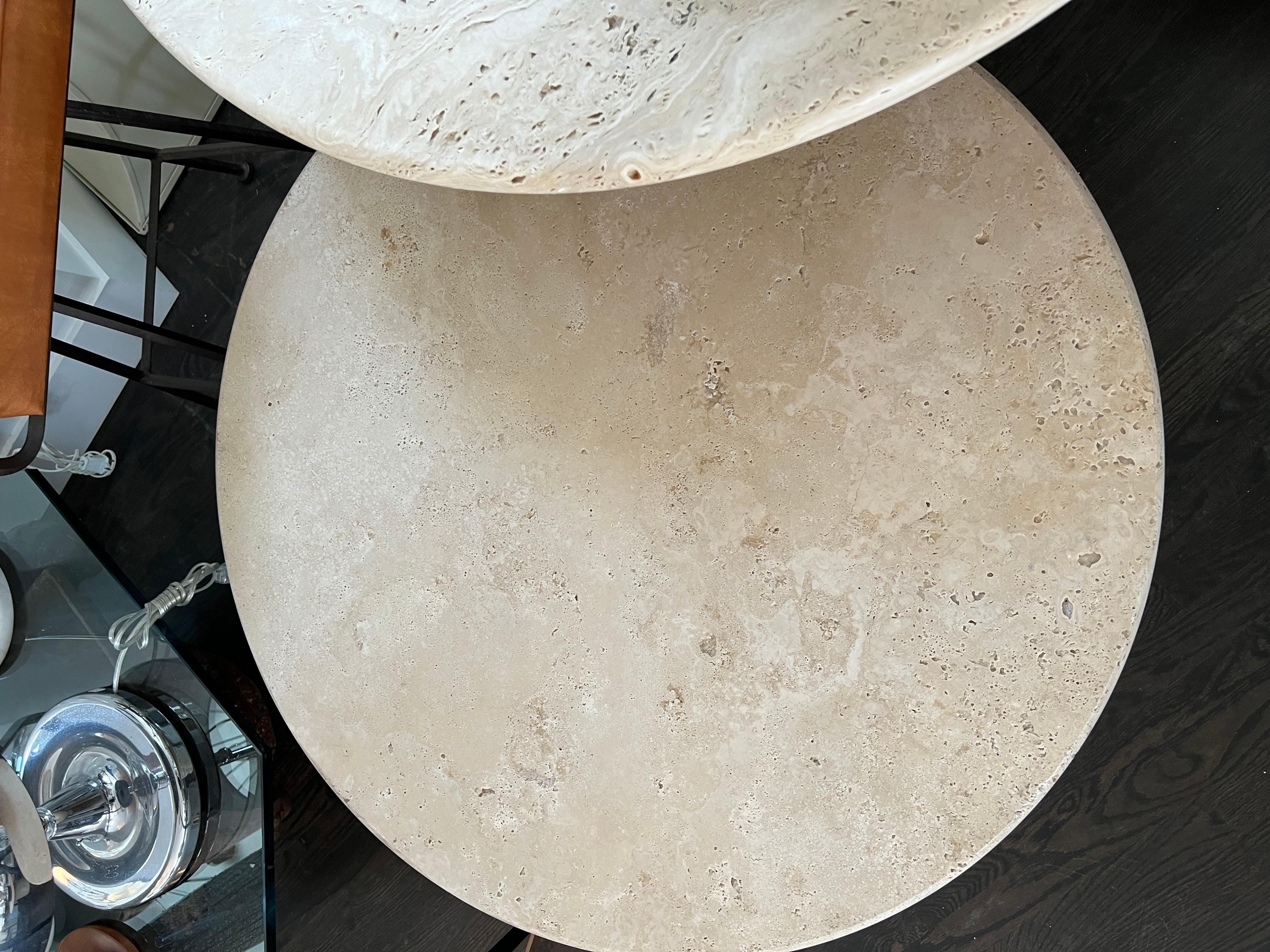 Modern Custom Round Roman Travertine Coffee Table by Le Lampade