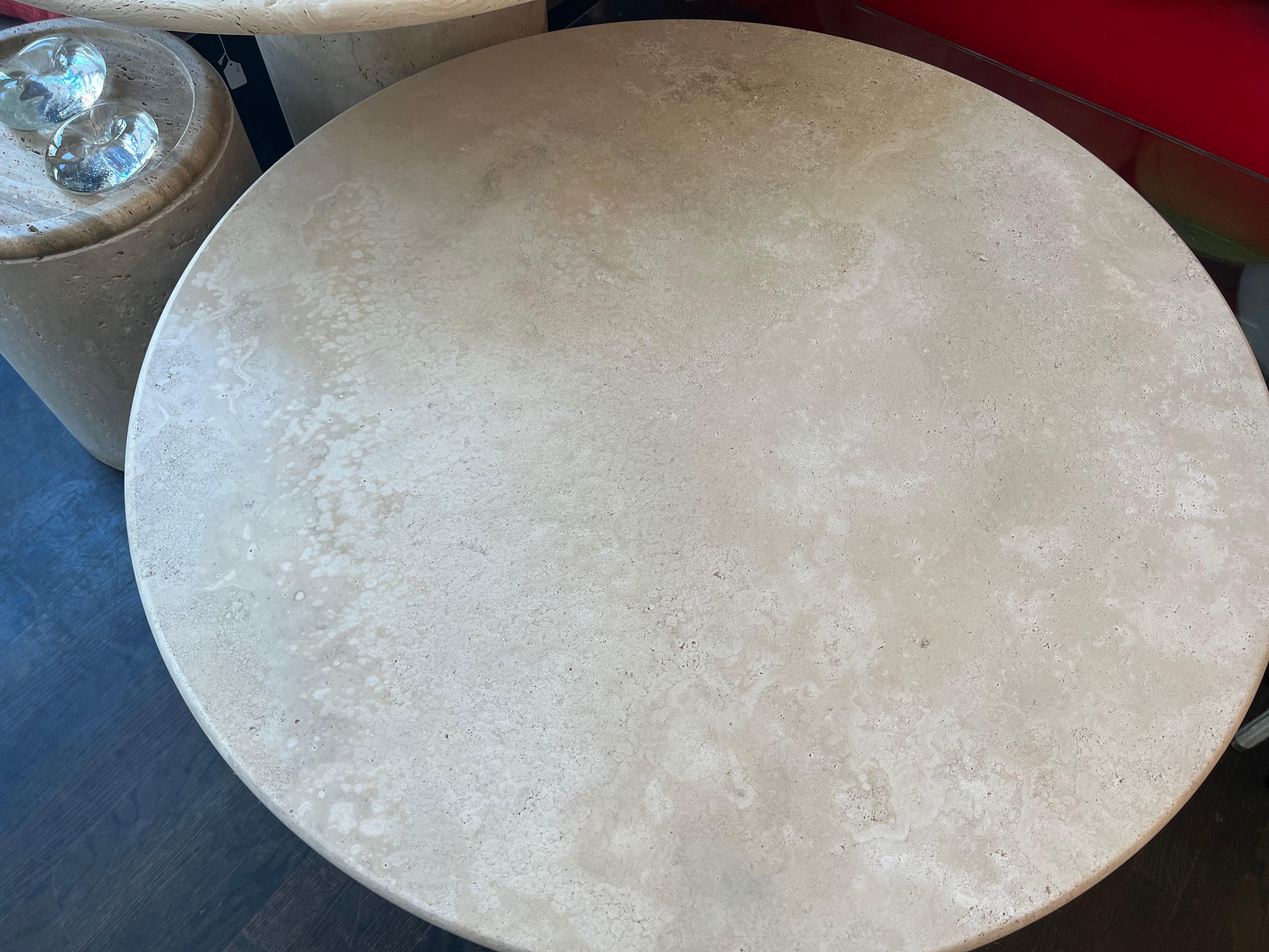 travertine round coffee table