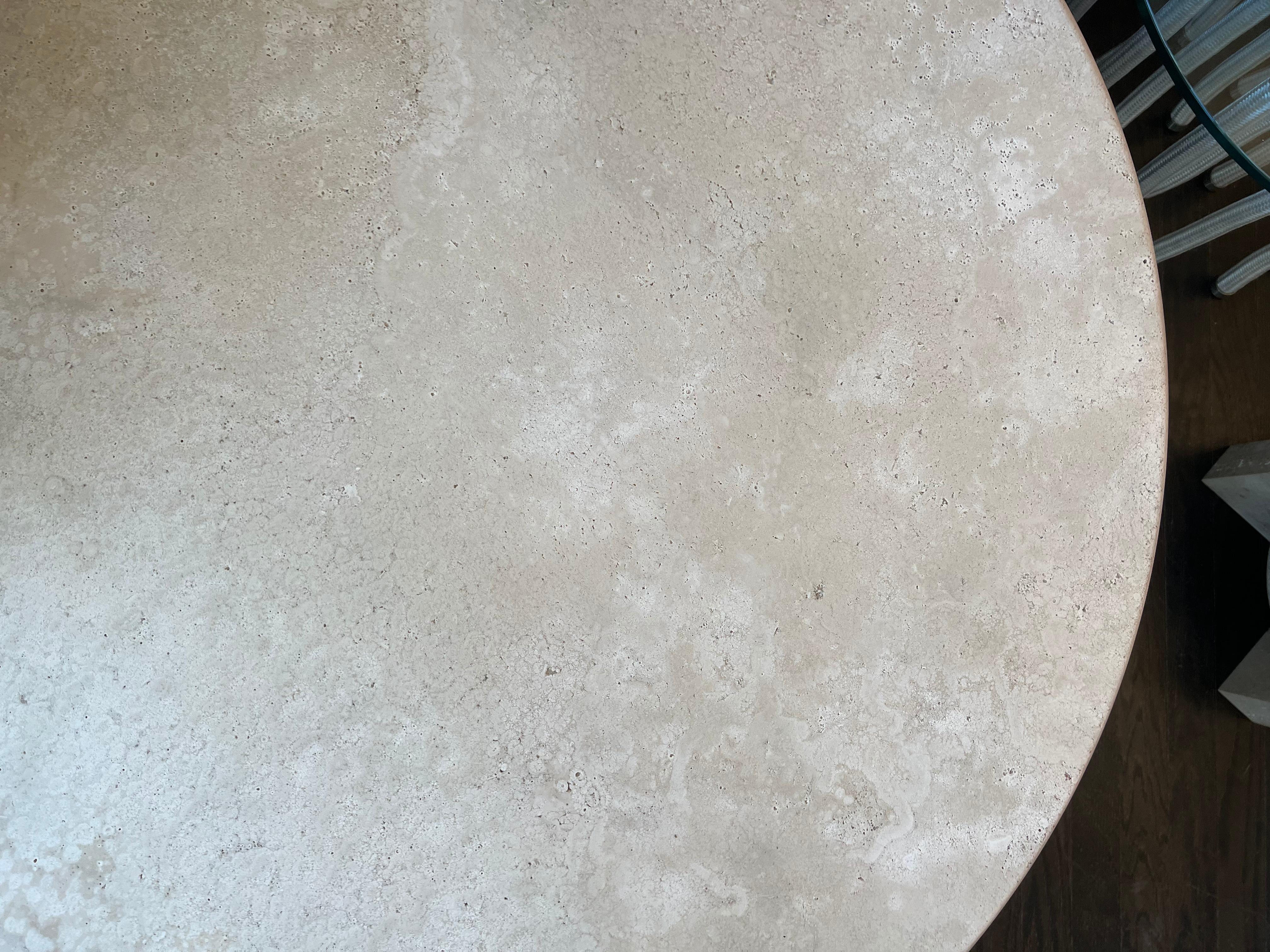 round travertine coffee table