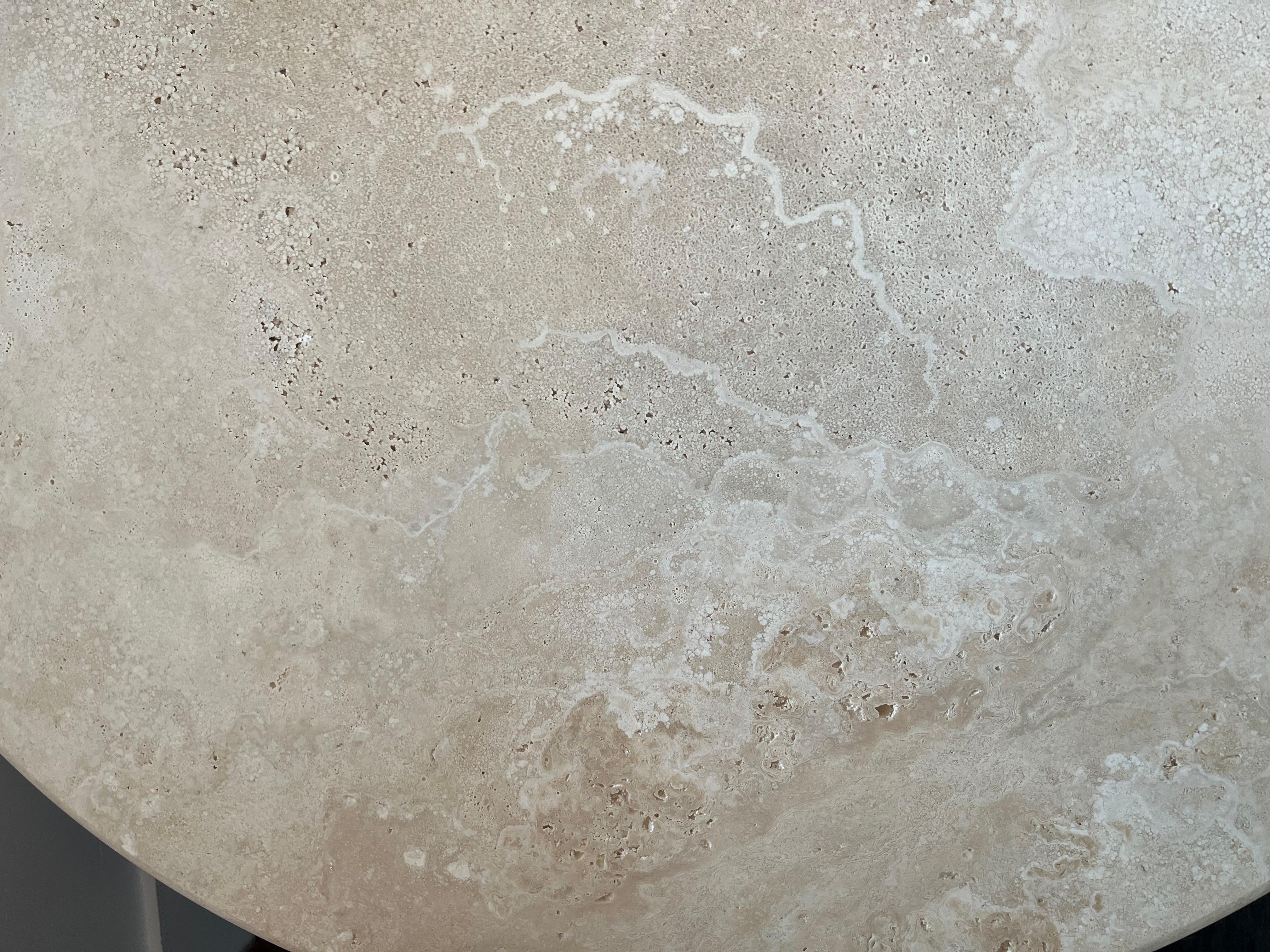 Italian Custom Round Roman Travertine Coffee Table by Le Lampade