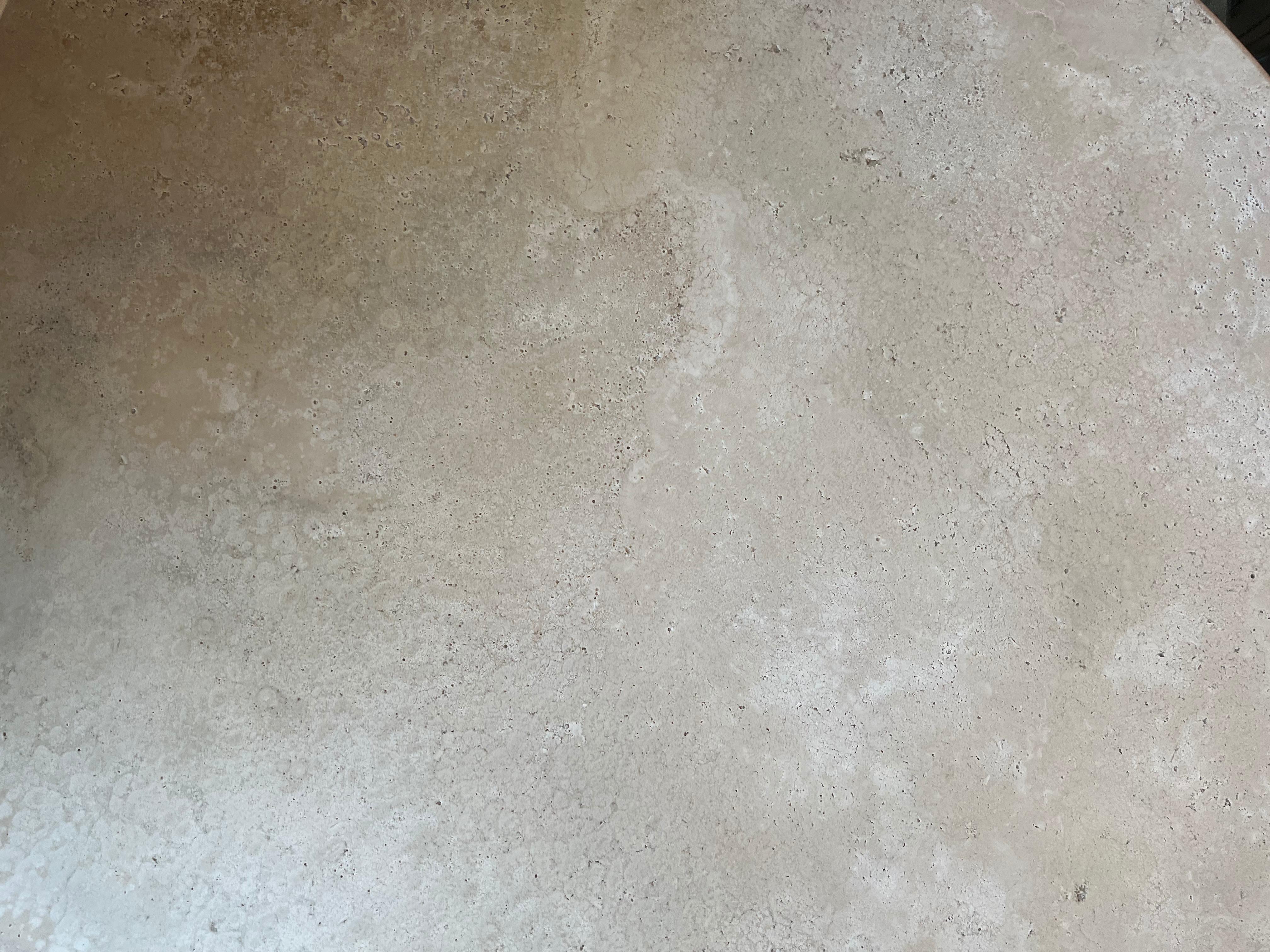 Modern Custom Round Roman Travertine Coffee Table by Le Lampade