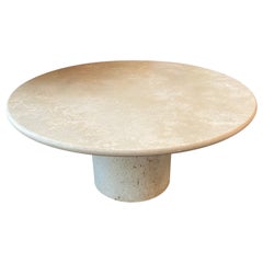 Custom Round Roman Travertine Coffee Table by Le Lampade