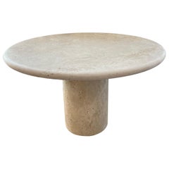Custom Round Roman Travertine Coffee Table by Le Lampade