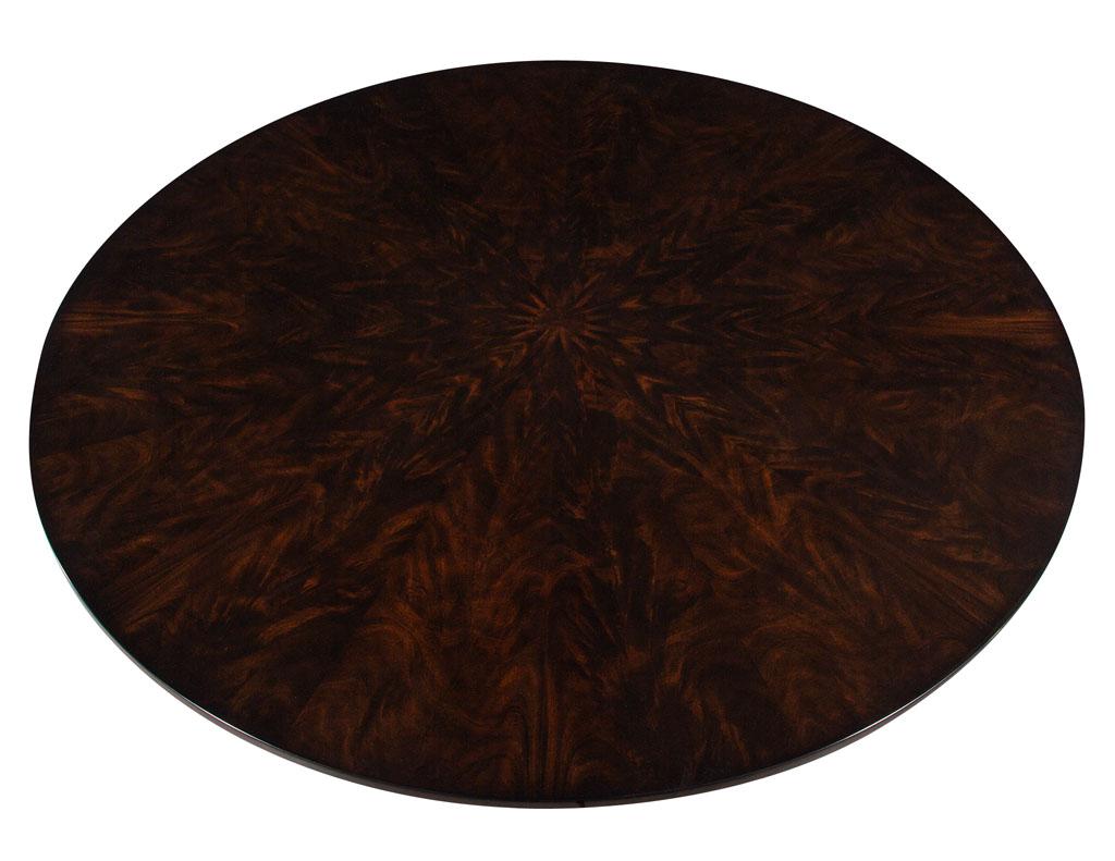 Custom Round Sunburst Mahogany Dining Table by Carrocel For Sale 3