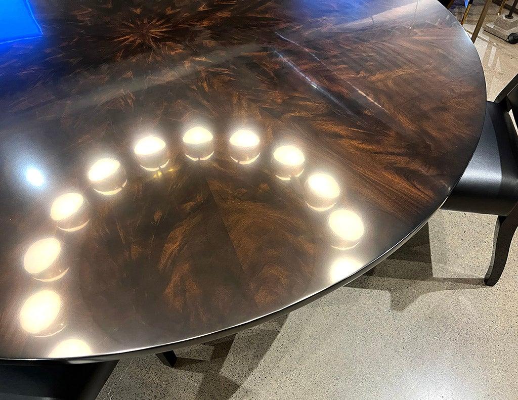 Custom Round Sunburst Mahogany Dining Table by Carrocel For Sale 8