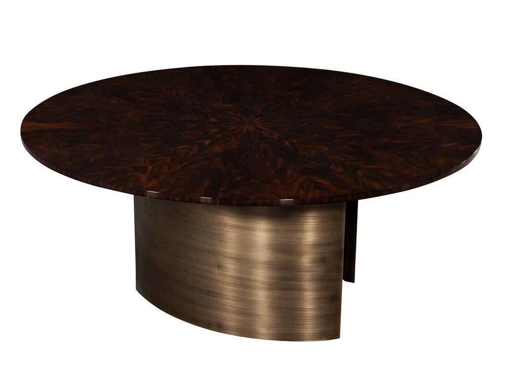 Modern Custom Round Sunburst Mahogany Dining Table by Carrocel For Sale