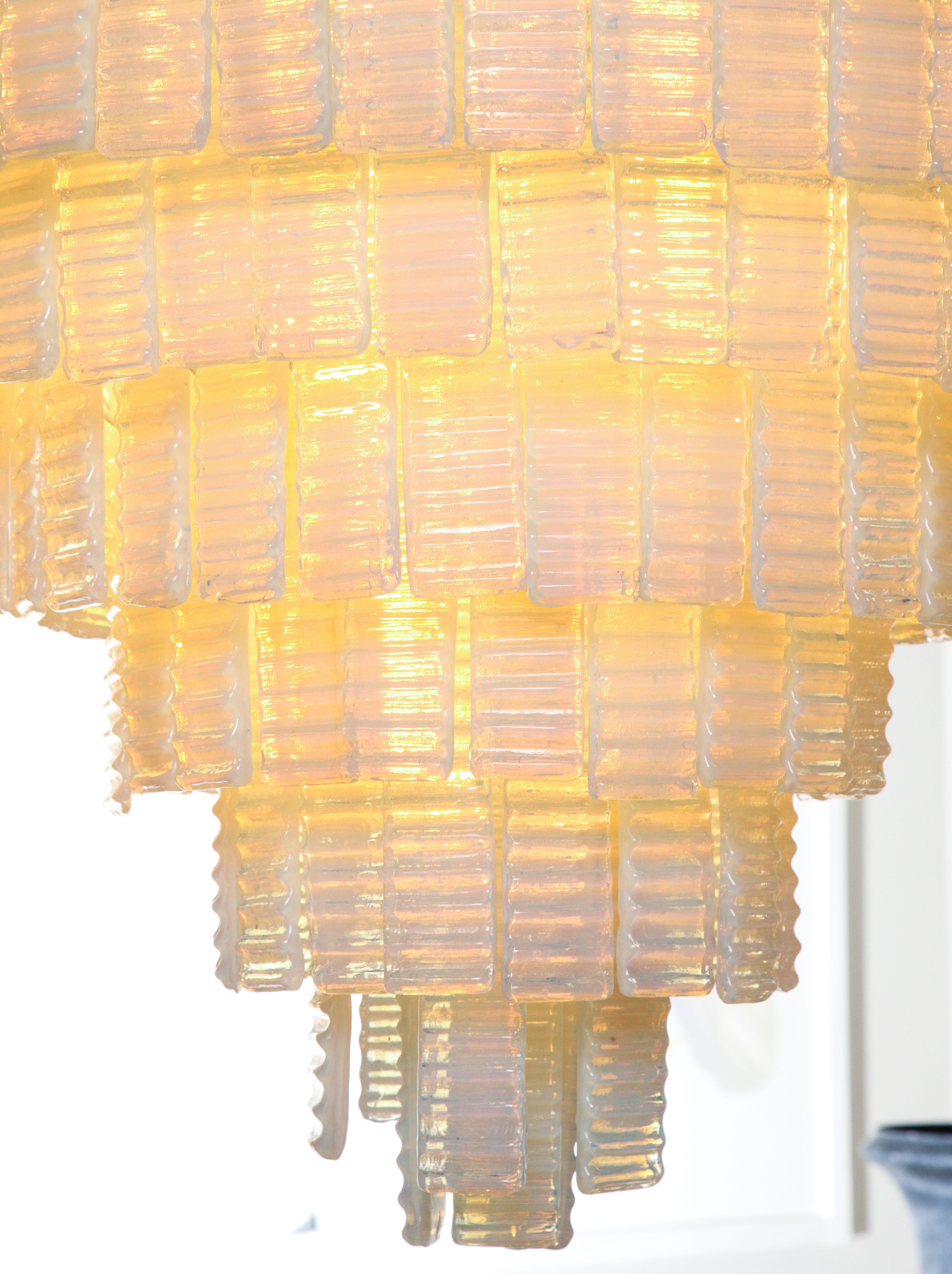 10 Tiered Corrugated Opalescent Murano Glass Chandelier in Round Shape For Sale 13