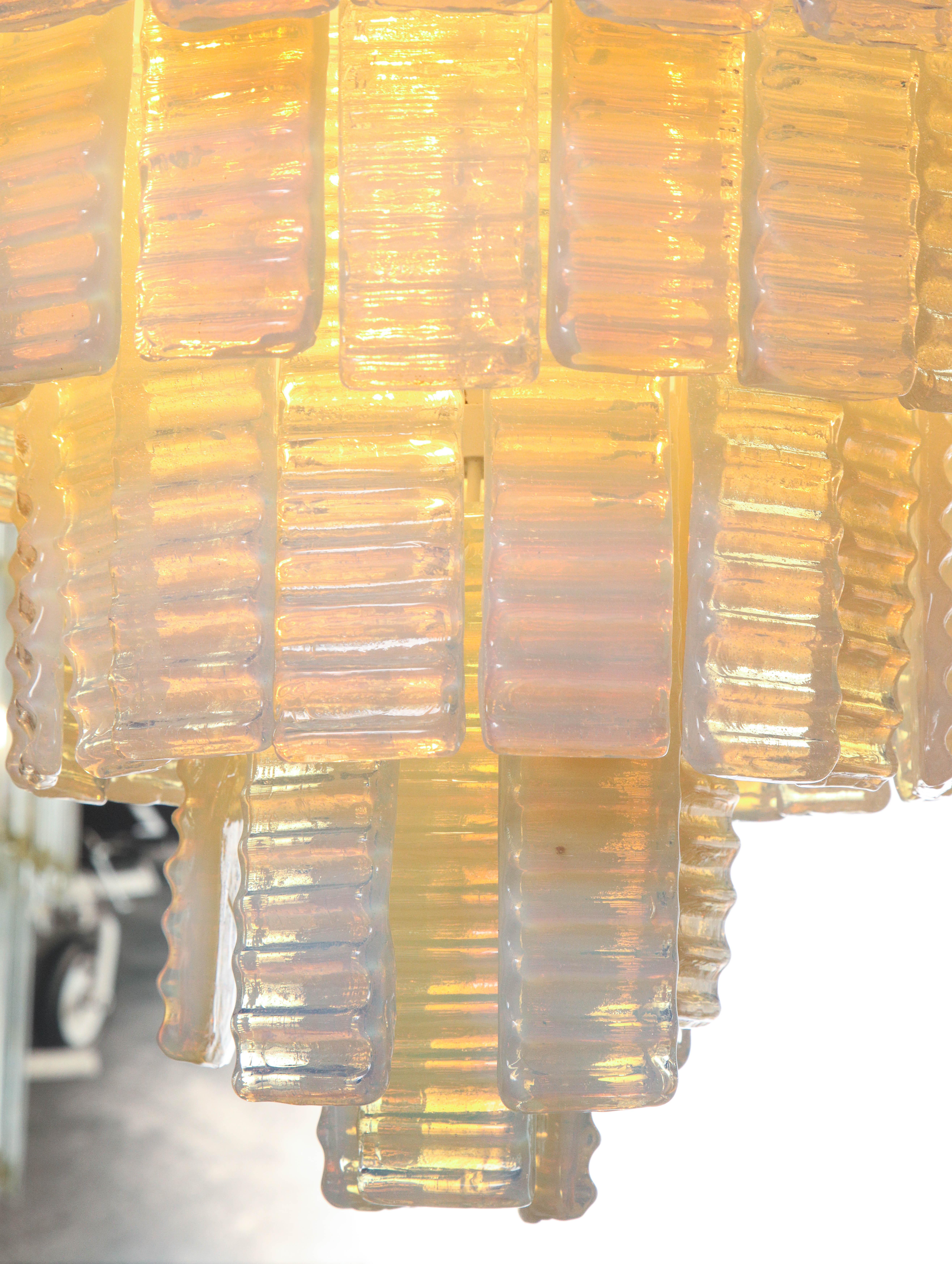 10 Tiered Corrugated Opalescent Murano Glass Chandelier in Round Shape For Sale 14