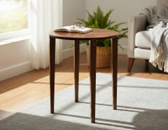 Custom Round Walnut Accent Drinks Table by Carrocel
