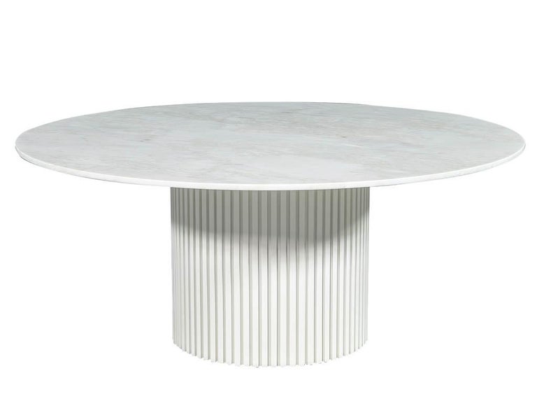 Custom Round White Marble Top Dining, Round Marble Top Dining Table