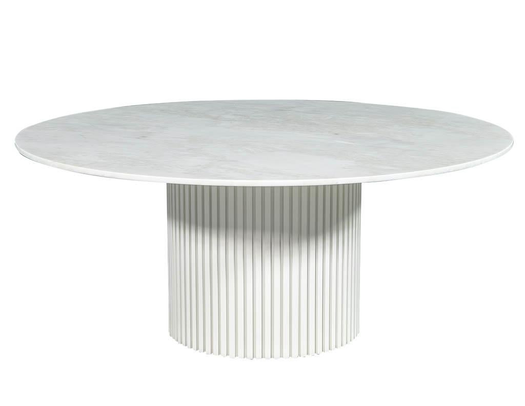 Modern Custom Round White Marble Top Dining Table