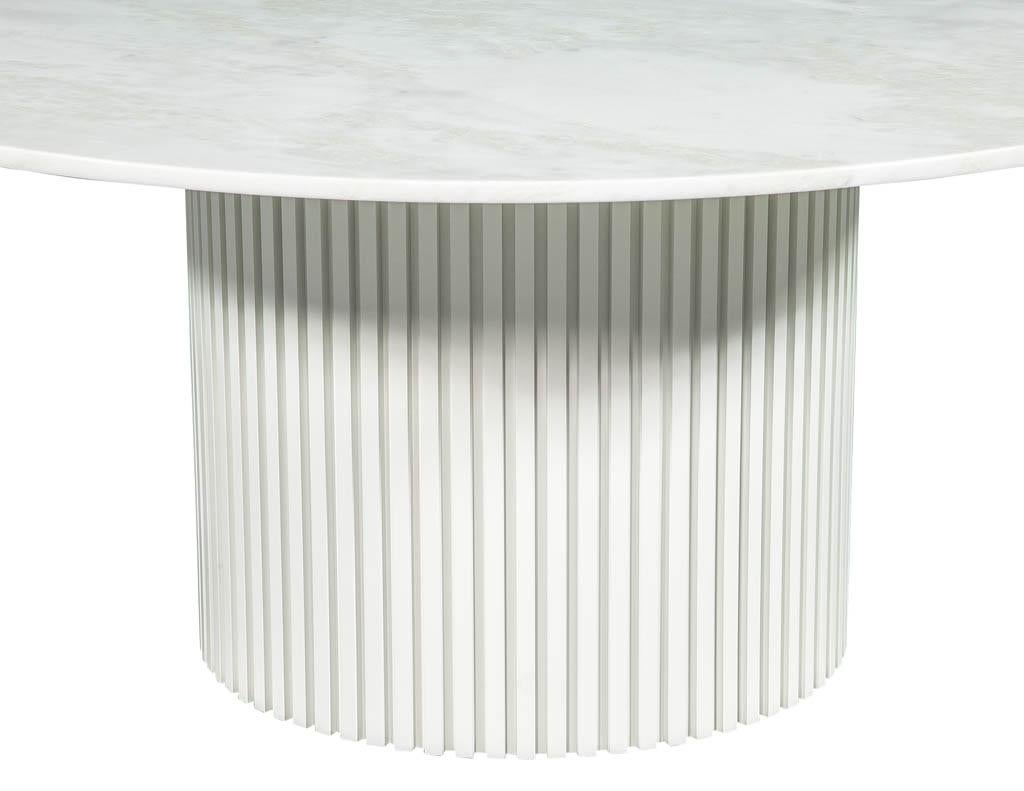 Canadian Custom Round White Marble Top Dining Table
