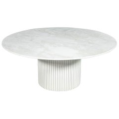 Custom Round White Marble Top Dining Table