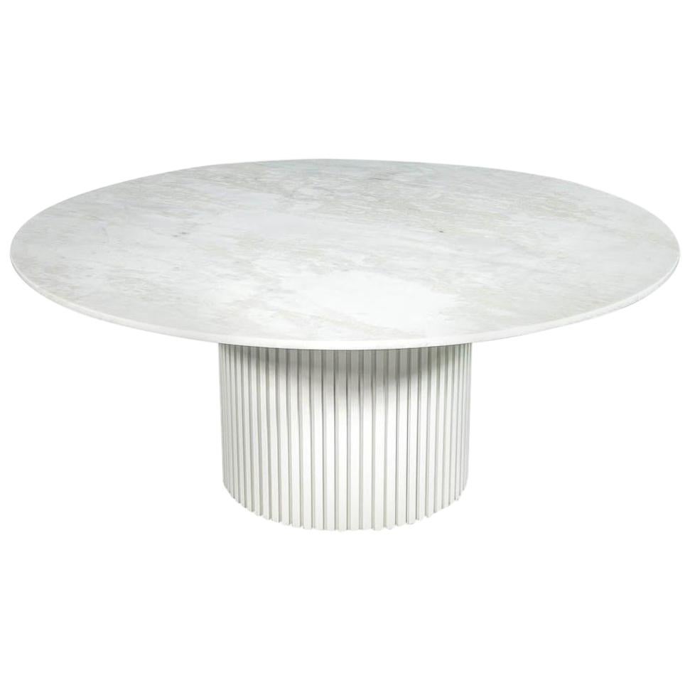 Custom Round White Marble Top Dining Table