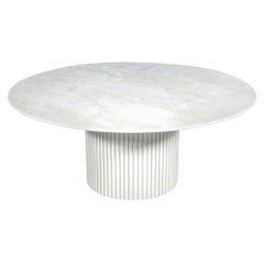 Custom Round White Marble Top Dining Table