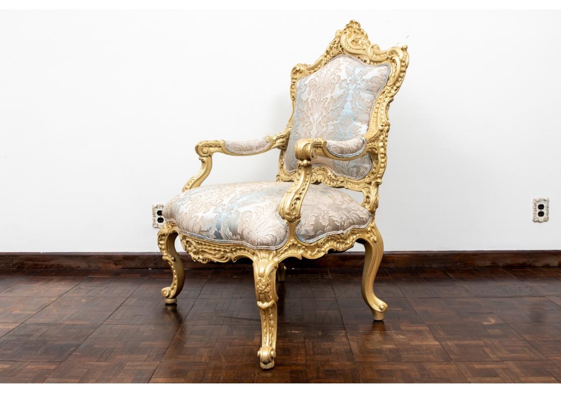 Carved Custom Royal French Style Oversized Throne Chair For Sale