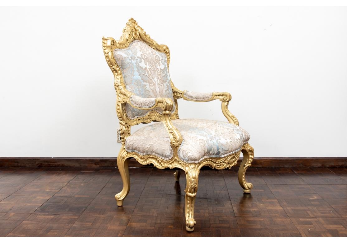20th Century Custom Royal French Style Oversized Throne Chair For Sale