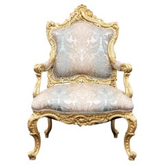 Vintage Custom Royal French Style Oversized Throne Chair