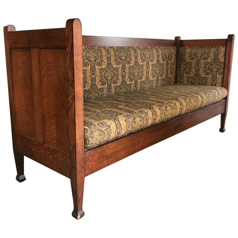 Custom Roycroft Hall Settle made for The Roycroft Inn, East Aurora NY